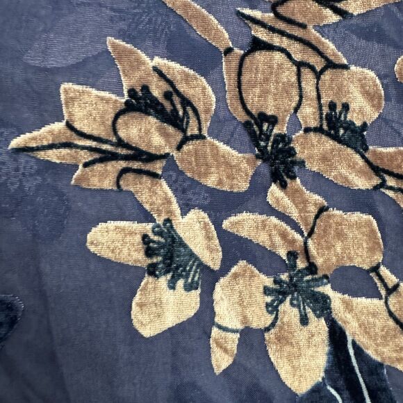 Mod Ref Floral Halter Maxi Tank Dress Womens Small Navy Velvet Burnout Bohemian - Picture 4 of 14